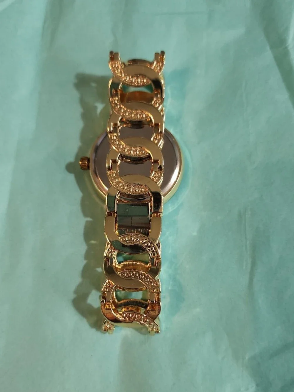 Gold-Tone Women's Bracelet Watch with Pink Flamingo Dial